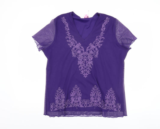 Womens UK Size 16 Julipa Purple Basic Blouse