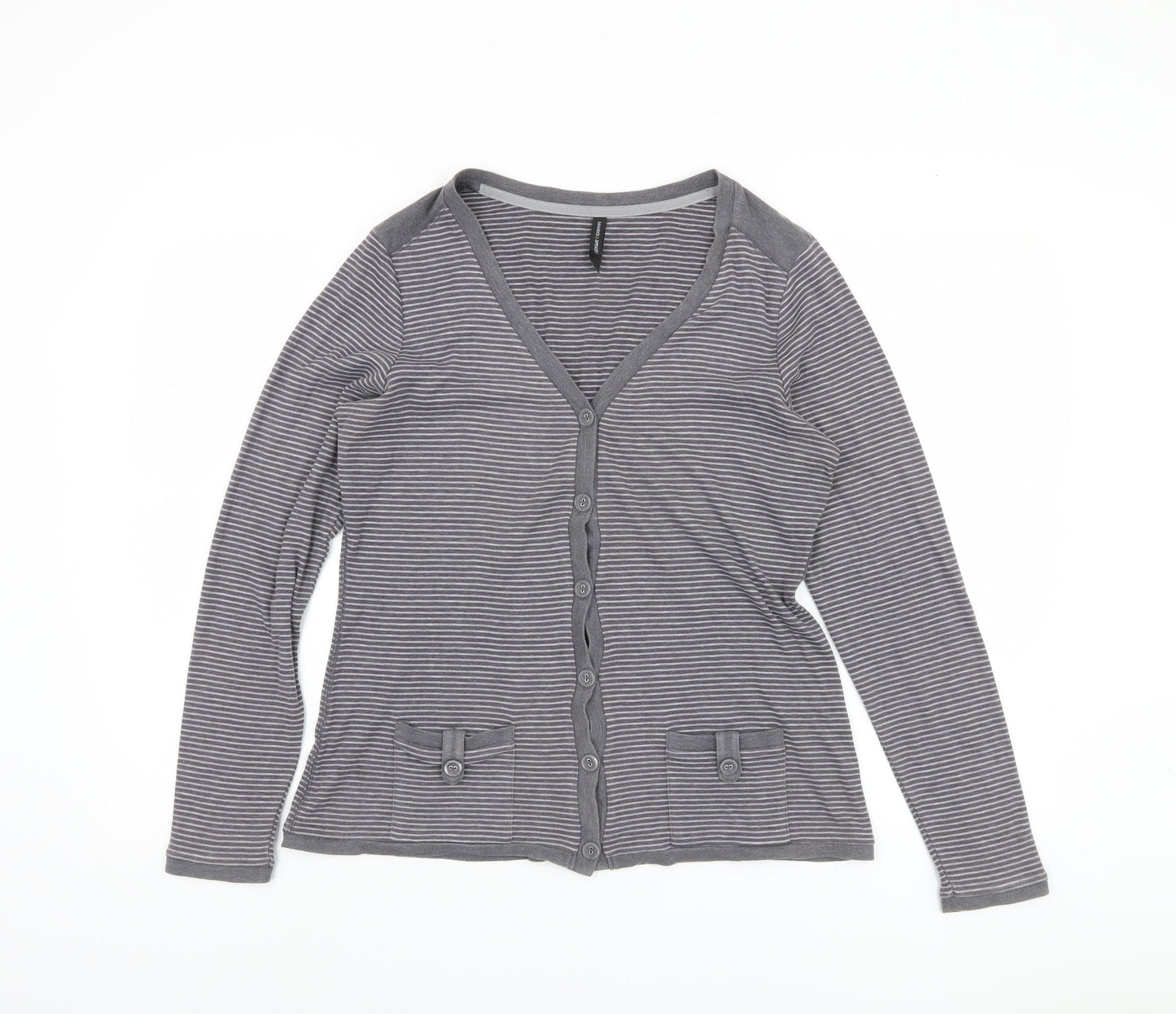 Womens UK Size 16 Marks and Spencer Grey Basic Button-Up