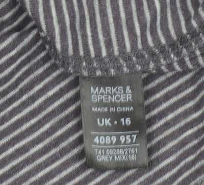 Womens UK Size 16 Marks and Spencer Grey Basic Button-Up