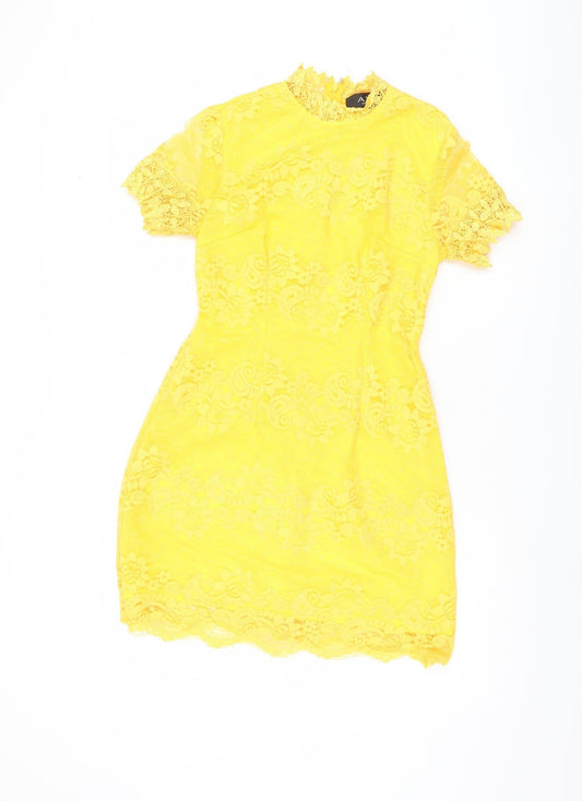 AX Paris Women's Yellow Lace Dress Size 6
