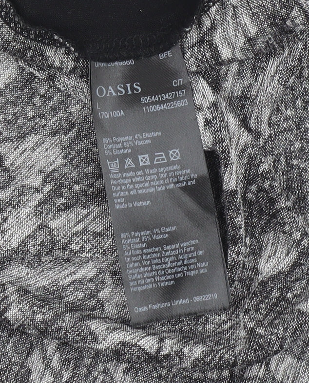 Womens UK Size L Oasis Black Basic Blouse