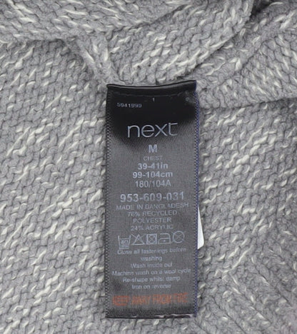 Next Mens Grey Pullover Jumper, M, High Neck, Polyester