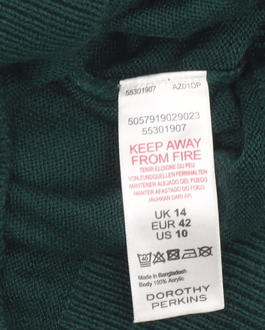 Womens UK Size 14 Dorothy Perkins Green Pullover Jumper