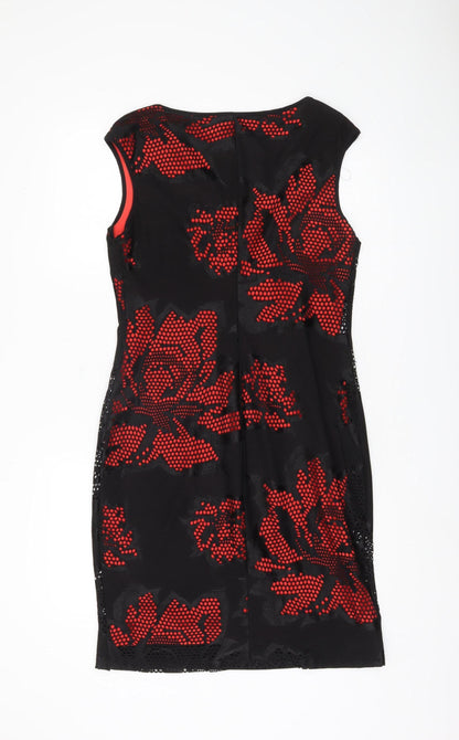 Roman Originals Women's Black Red Floral Sheath Dress Size 12