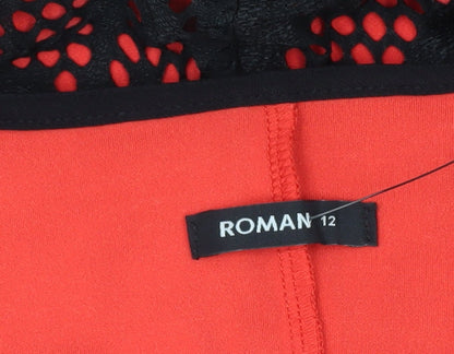 Roman Originals Women's Black Red Floral Sheath Dress Size 12