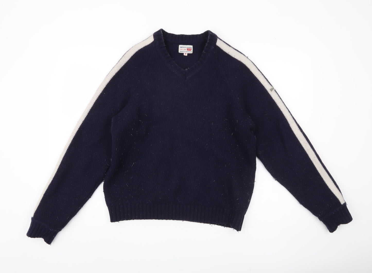 Levi's Men's Blue Wool V-Neck Pullover Jumper M