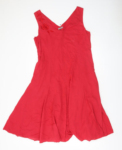 Per Una Women Red Sleeveless V-Neck Dress 16L