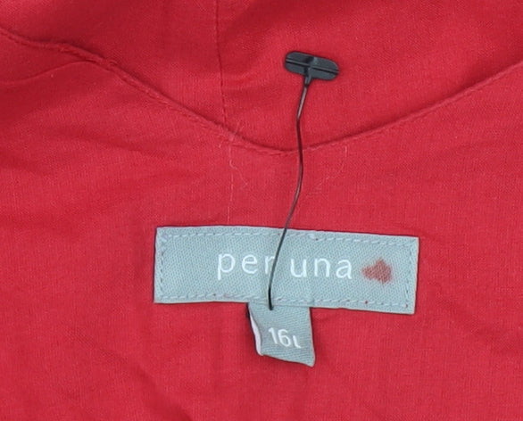 Per Una Women Red Sleeveless V-Neck Dress 16L