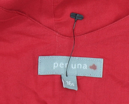 Per Una Women Red Sleeveless V-Neck Dress 16L