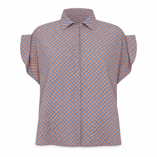 Avocado Women's Blue Geometric Button-Up Shirt