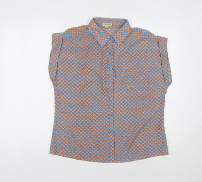 Avocado Women's Blue Geometric Button-Up Shirt
