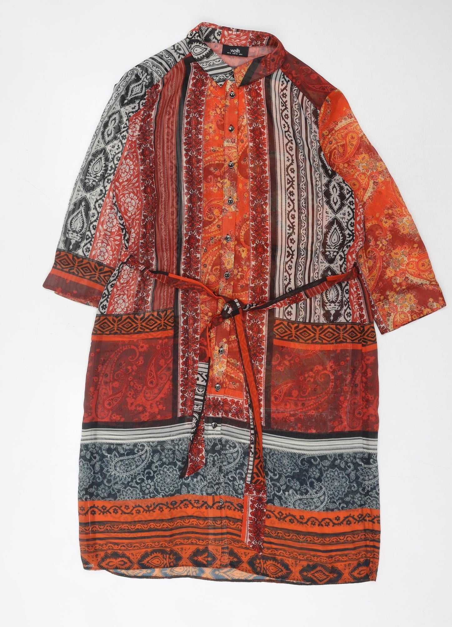 Wallis Women's Multicoloured Paisley Shirt Dress Size 12