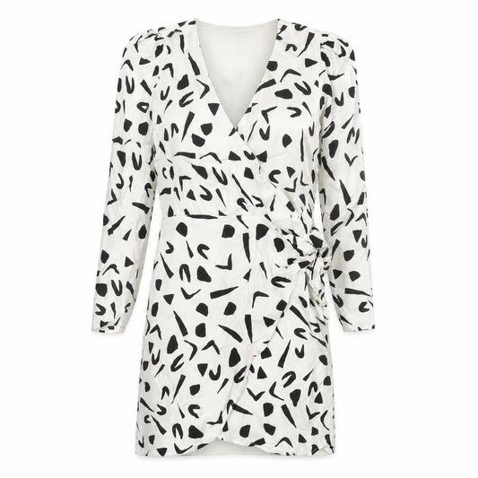 & Other Stories Women's Black & White Wrap Dress Size 8