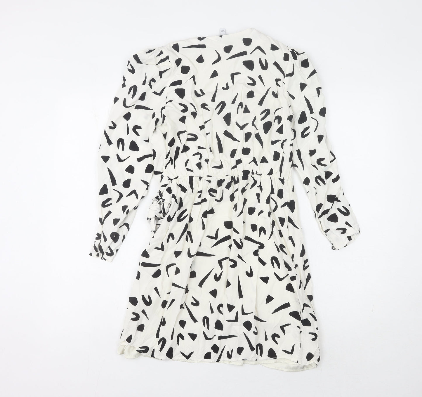 & Other Stories Women's Black & White Wrap Dress Size 8
