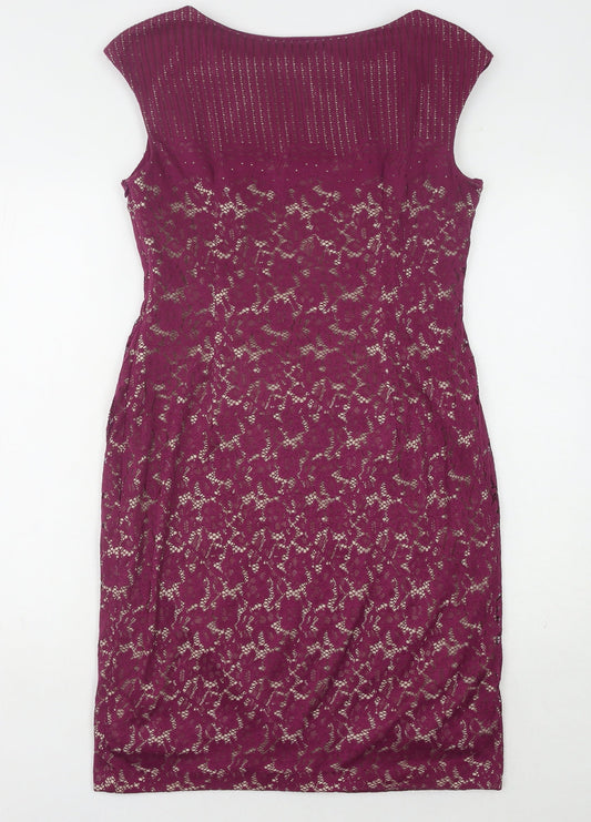 Linea Women’s Purple Floral Lace Dress Size 14