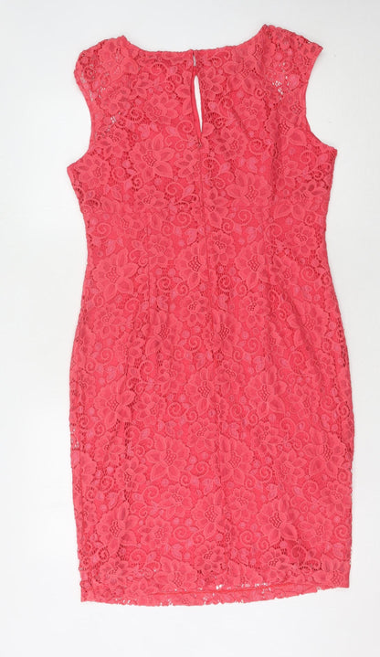 Wallis Women's Pink Lace Sheath Dress Size 14