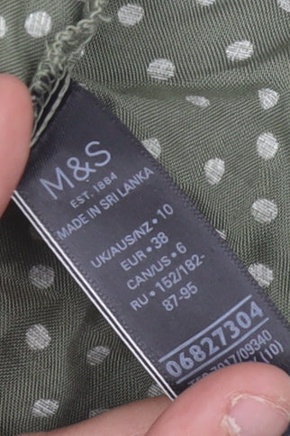 Marks and Spencer Green Polka Dot Dress, Size 10