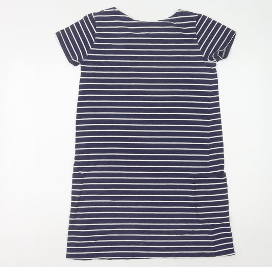JoJo Maman Bébé Women's Blue Striped T-Shirt Dress S