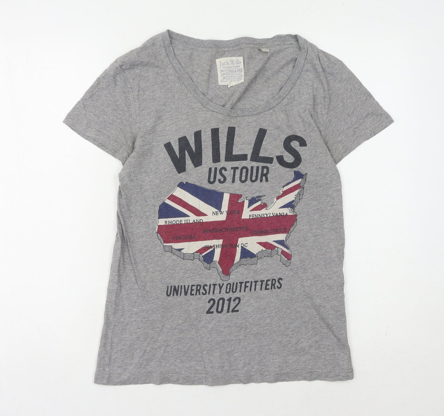 Jack Wills Women's Grey V-Neck T-Shirt Size 8