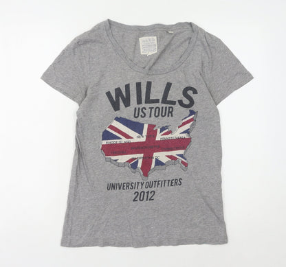 Jack Wills Women's Grey V-Neck T-Shirt Size 8