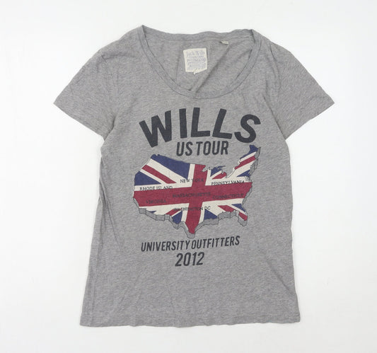 Jack Wills Women's Grey V-Neck T-Shirt Size 8