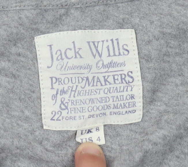 Jack Wills Women's Grey V-Neck T-Shirt Size 8