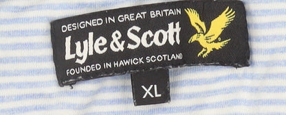 Lyle & Scott Men's Blue XL Striped Cotton Polo