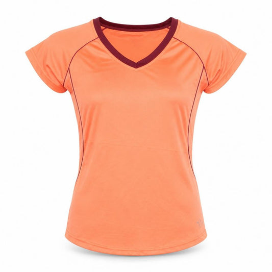 Crivit Women's Orange T-Shirt 14-16 V-Neck Short Sleeve Activewear