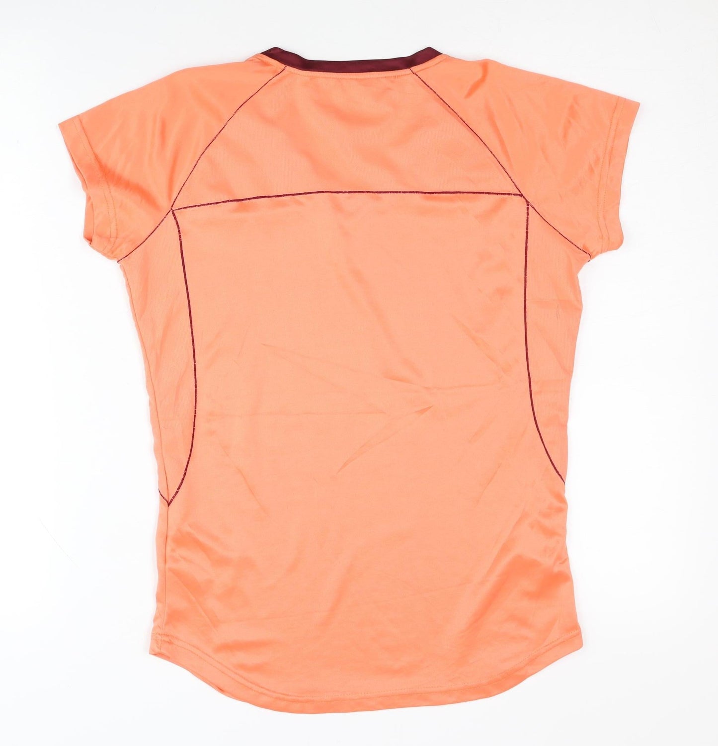 Crivit Women's Orange T-Shirt 14-16 V-Neck Short Sleeve Activewear