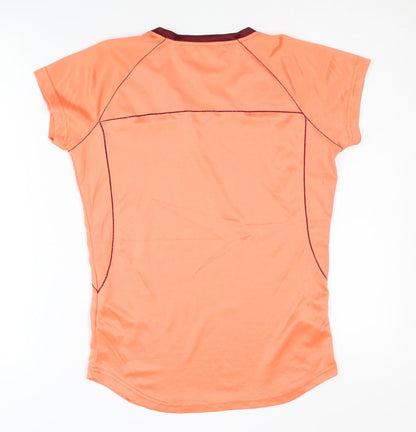 Crivit Women's Orange T-Shirt 14-16 V-Neck Short Sleeve Activewear
