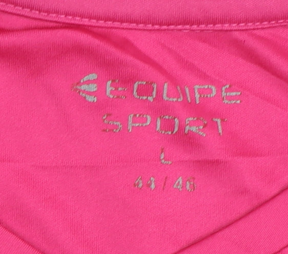 Equipe Sport Women's Pink V-Neck Jersey T-Shirt L