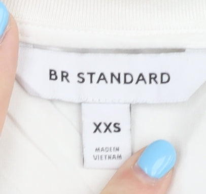 BR STANDARD Women's White T-Shirt, 2XS, Classic Crew Neck