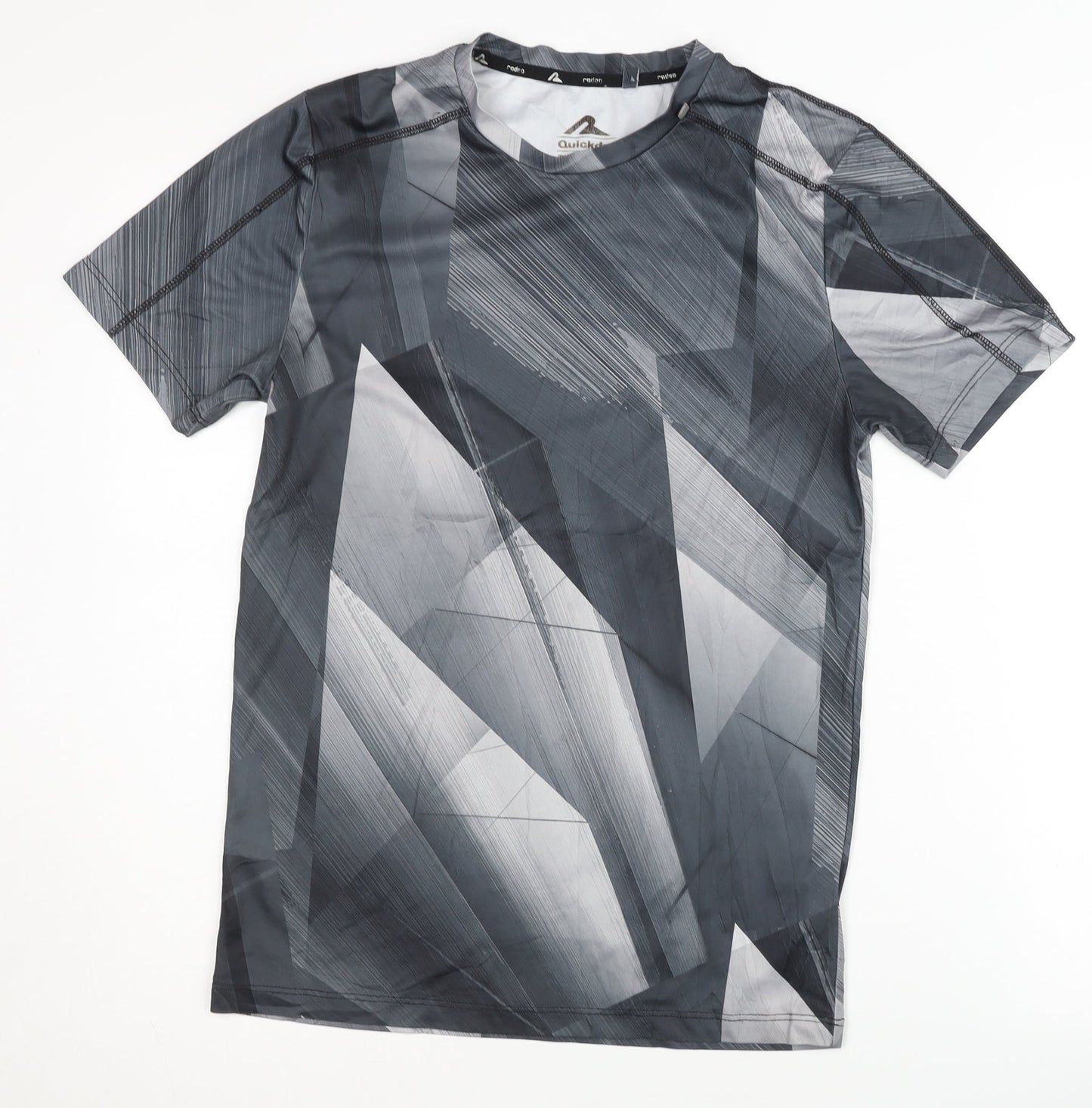 Rodeo Men's Black Geometric T-Shirt, Size S, Quick Dry
