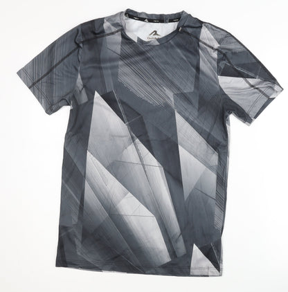 Rodeo Men's Black Geometric T-Shirt, Size S, Quick Dry