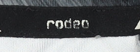 Rodeo Men's Black Geometric T-Shirt, Size S, Quick Dry