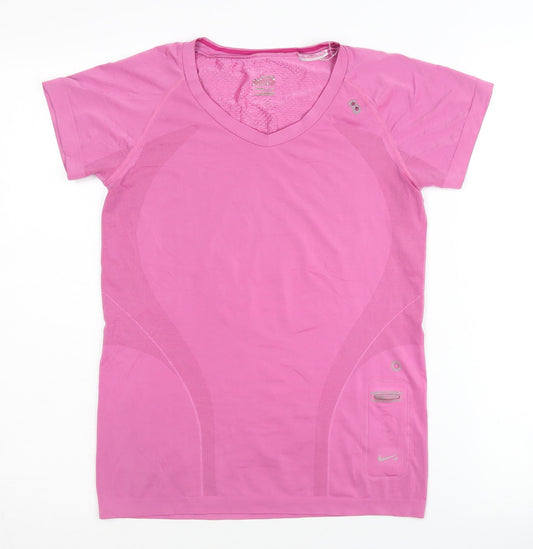 Nike Women's Pink V-Neck Active T-Shirt L