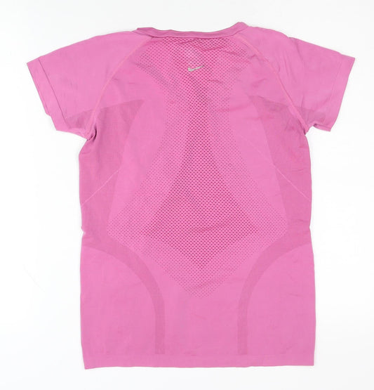 Nike Women's Pink V-Neck Active T-Shirt L