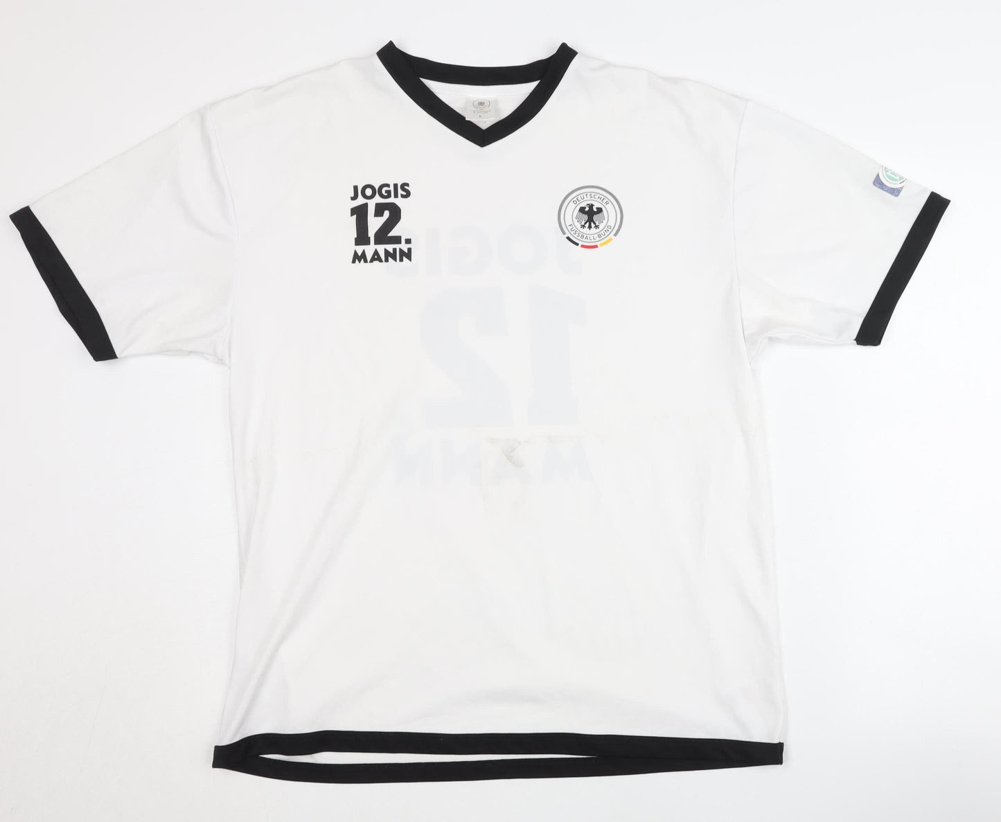 DFB Large White Adult Football Shirt Jogis 12. Man Short Sleeves