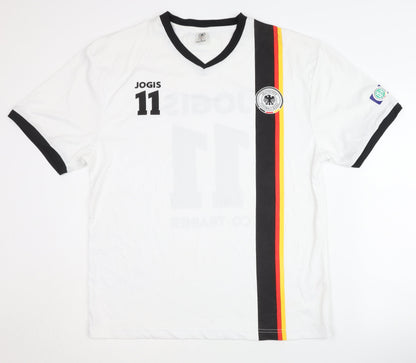 DFB Adult White Football Shirt - JOGIS 11, Size L, Short Sleeves