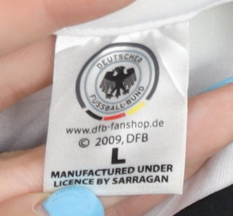 DFB Adult White Football Shirt - JOGIS 11, Size L, Short Sleeves