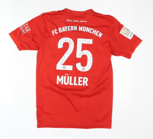 Adidas Children's Red Home Shirt - FC Bayern, Müller, 14-15 Years