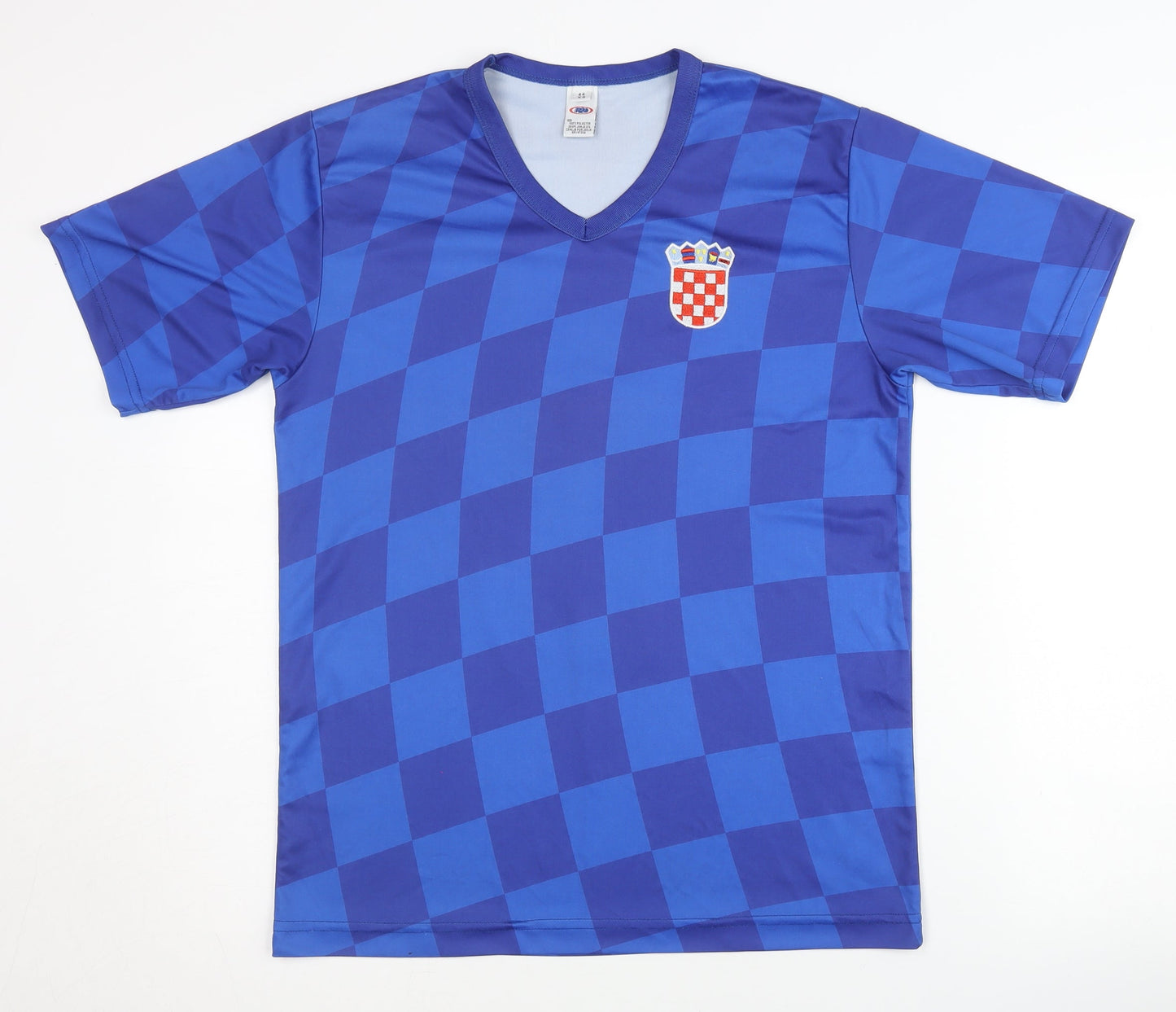 XS Blue Croatian Checkerboard Football Shirt, Hexter 2