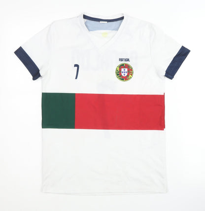 Portugal Home Football Shirt, Childrens 14 Years, White, Ronaldo