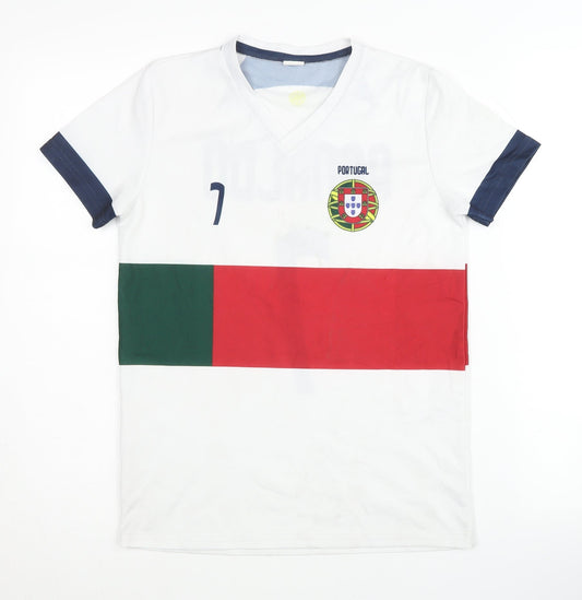 Portugal Home Football Shirt, Childrens 14 Years, White, Ronaldo