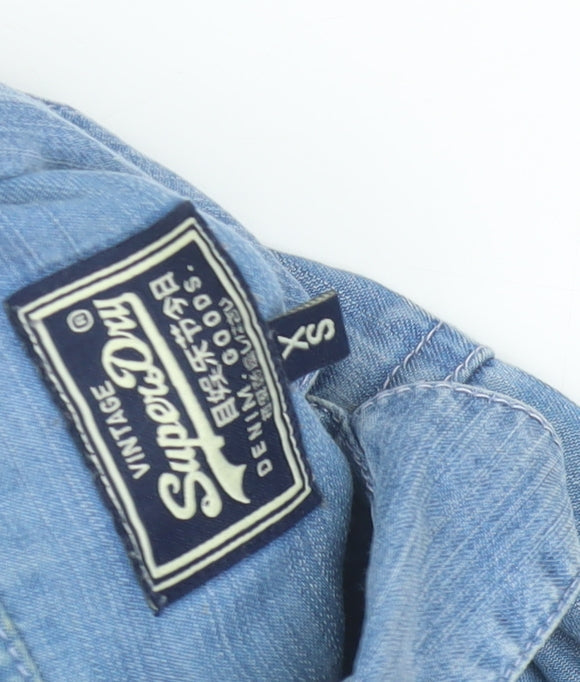 Womens UK Size XS Superdry Blue Basic Button-Up