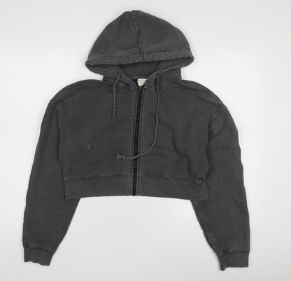 Teens UK Size 12 Pull & Bear Black Full Zip Hoodie