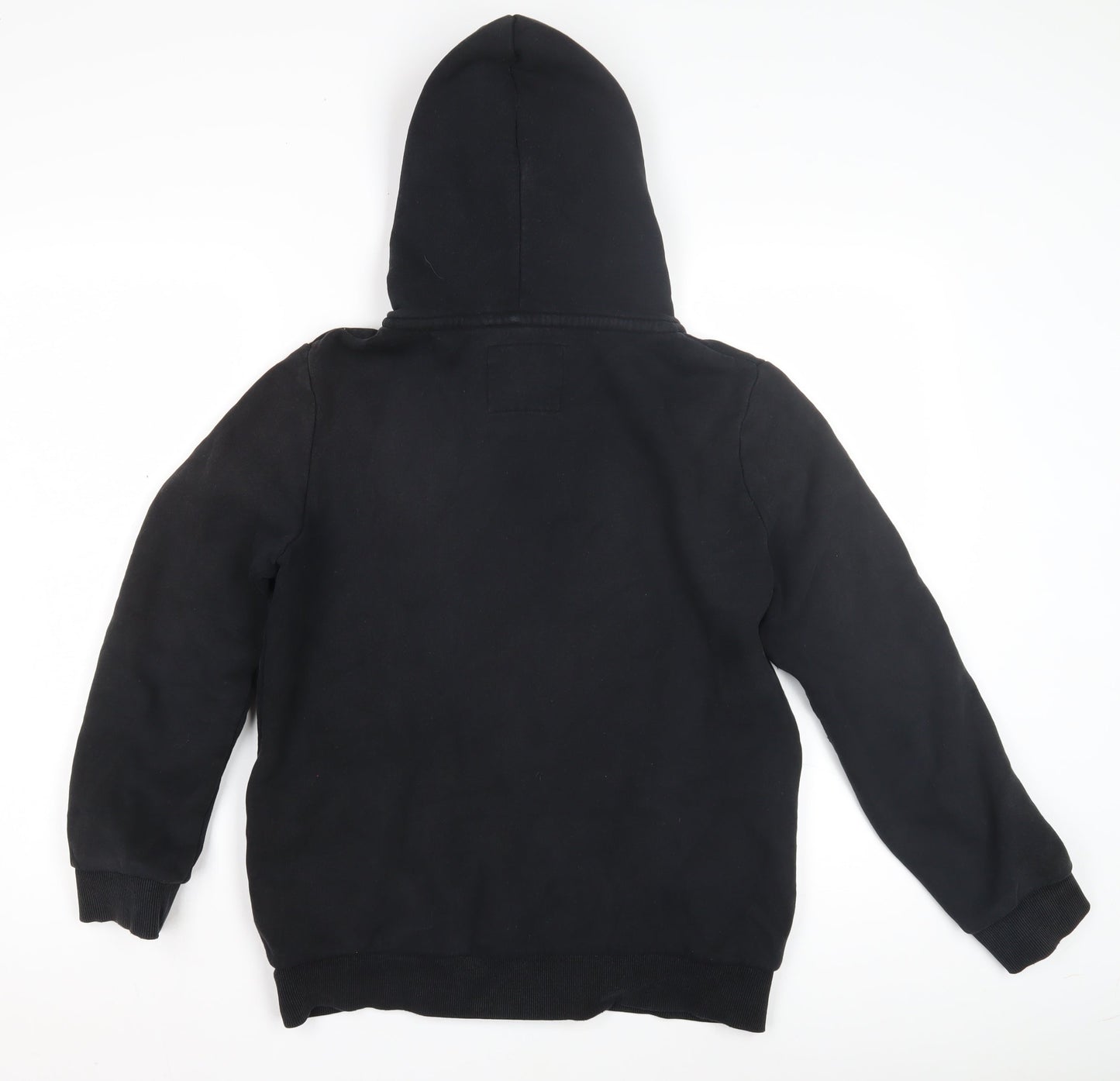 Superdry Black Womens Hoodie S Full Zip Cotton Polyester