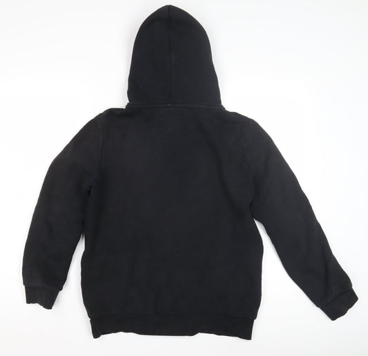 Superdry Black Womens Hoodie S Full Zip Cotton Polyester