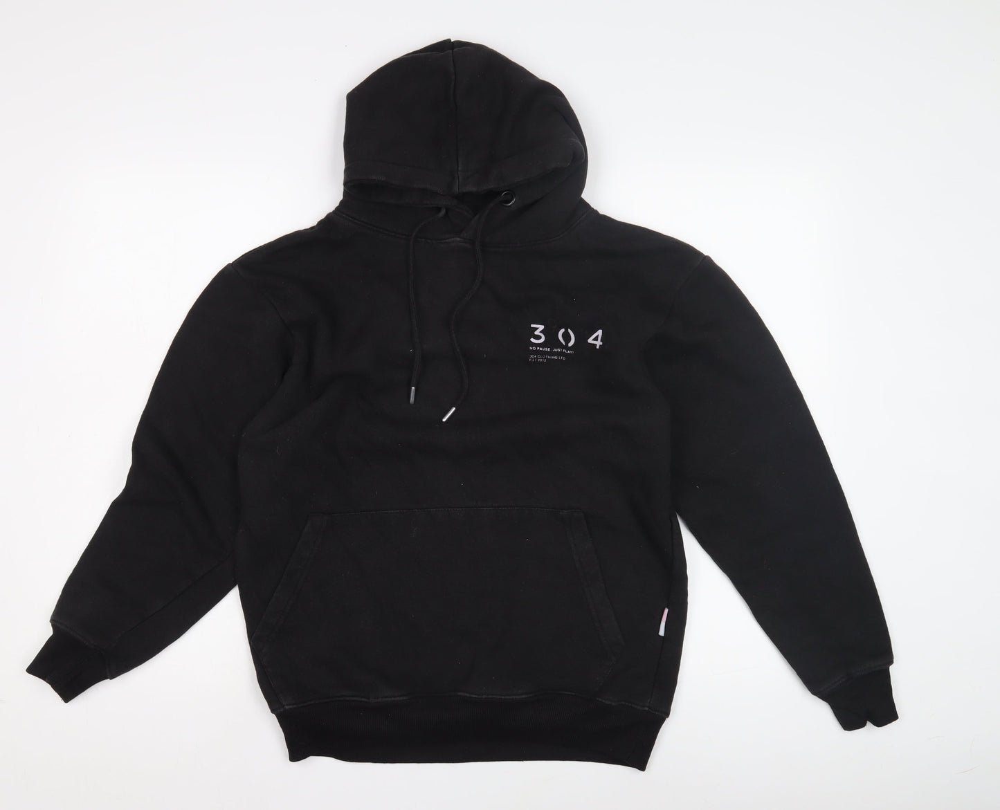 304 Unisex Black Hoodie XS Casual Pullover