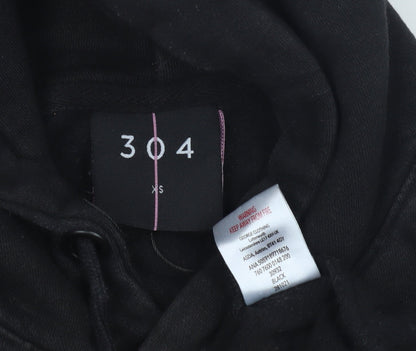 304 Unisex Black Hoodie XS Casual Pullover
